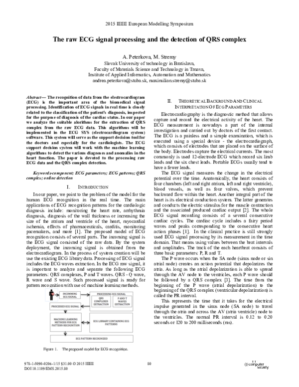 (PDF) The raw ECG signal processing and the detection of QRS complex