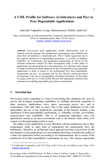(PDF) A UML Profile for Software Architectures and Peer to Peer ...