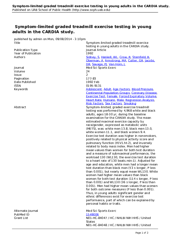(PDF) Symptom-limited graded treadmill exercise testing in young adults ...