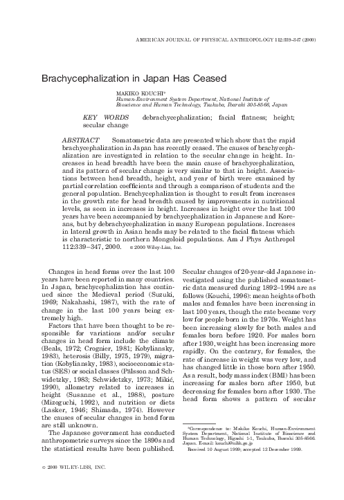 (PDF) Brachycephalization in Japan has ceased
