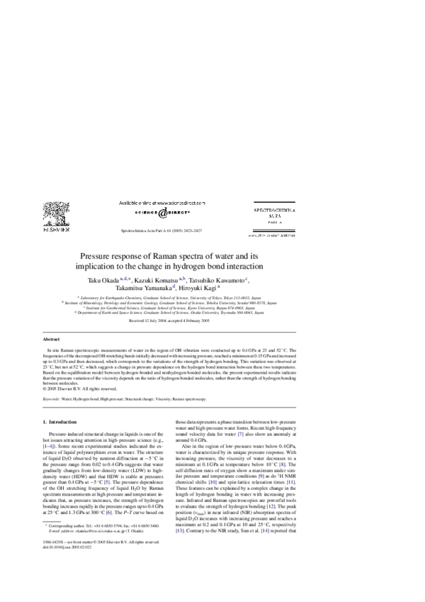 (PDF) Pressure response of Raman spectra of water and its implication ...