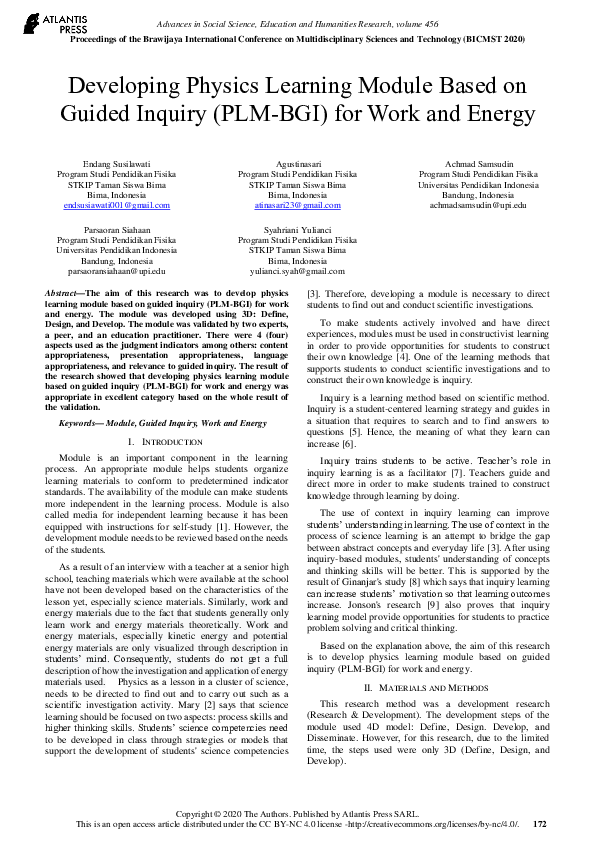 (PDF) Developing Physics Learning Module Based on Guided Inquiry (PLM ...