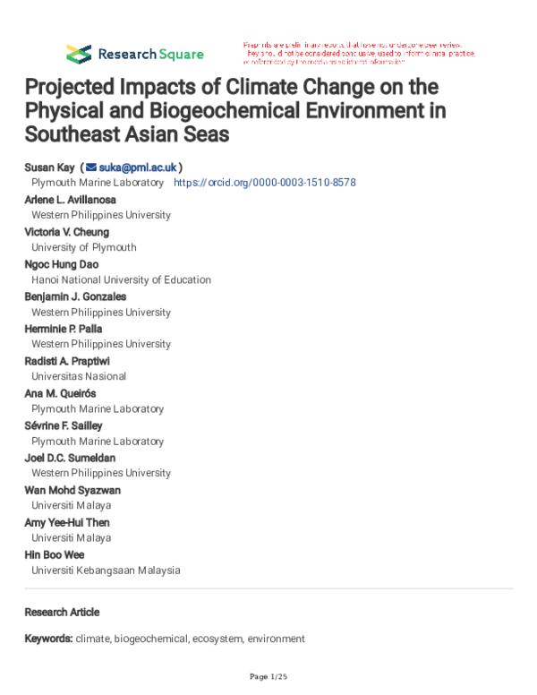 (PDF) Projected Impacts of Climate Change on the Physical and ...