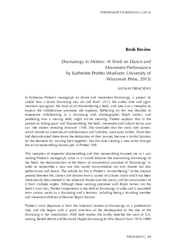 (PDF) Dramaturgy in Motion: At Work on Dance and Movement Performance