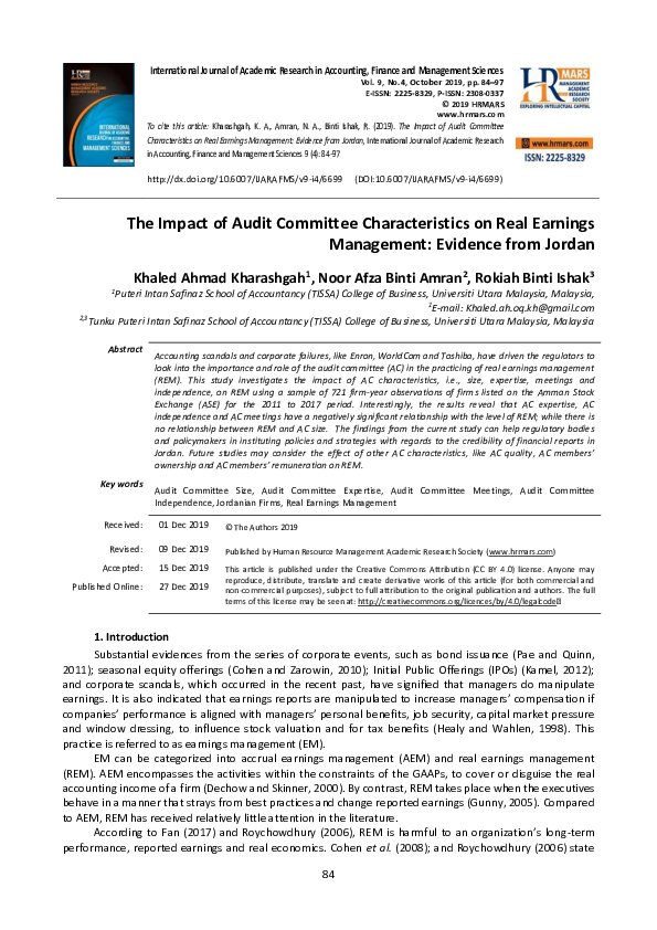 (PDF) The Impact of Audit Committee Characteristics on Real Earnings ...