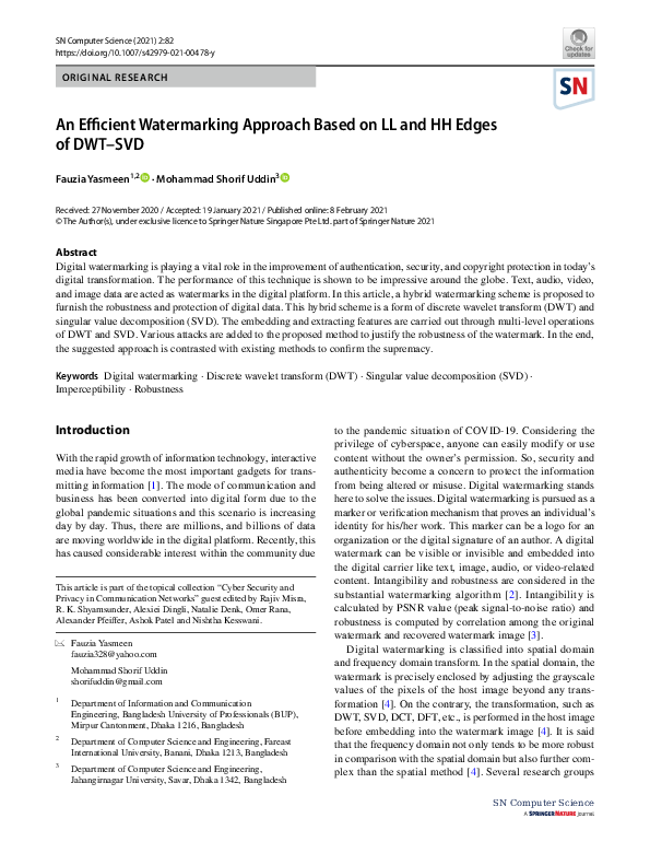 (PDF) An Efficient Watermarking Approach Based on LL and HH Edges of ...