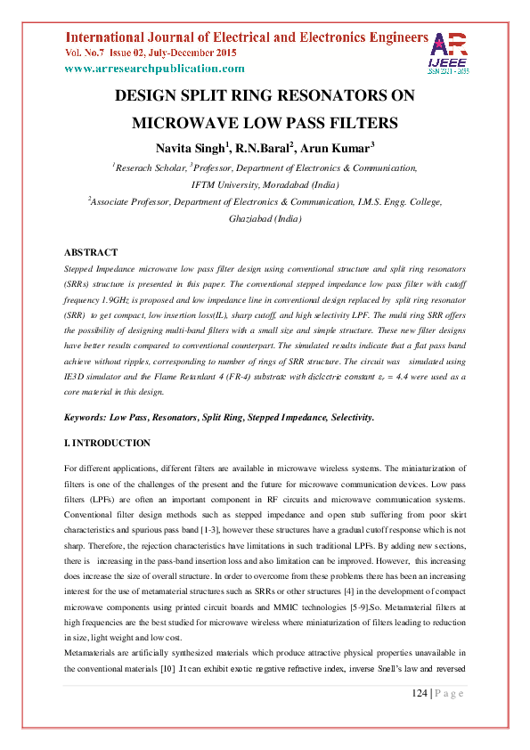 (PDF) Design Split Ring Resonators on Microwave Low Pass Filters