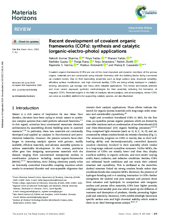 (PDF) Recent Development of Covalent Organic Frameworks (COFs ...