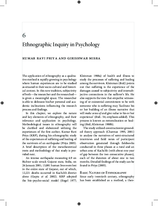 (PDF) Ethnographic Inquiry in Psychology
