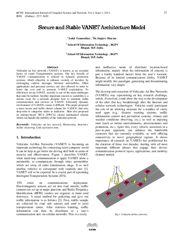 (PDF) Secure and Stable VANET Architecture Model