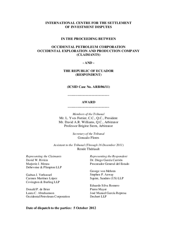 (PDF) International Centre for the Settlement of Investment Disputes in
