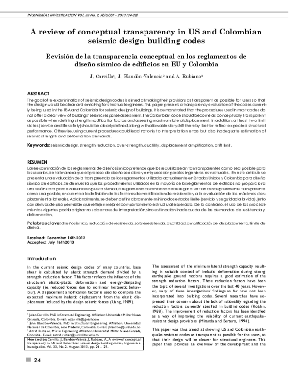 (PDF) A review of conceptual transparency in US and Colombian seismic ...
