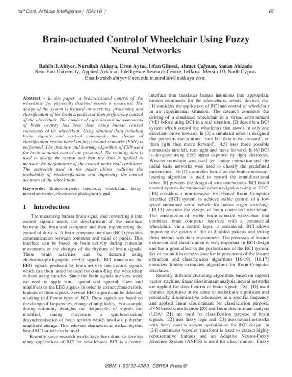 (PDF) Brain-actuated Control of Wheelchair Using Fuzzy Neural Networks