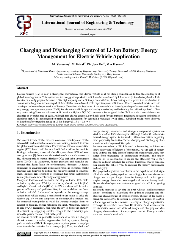 (PDF) Charging and Discharging Control of Li-Ion Battery Energy ...