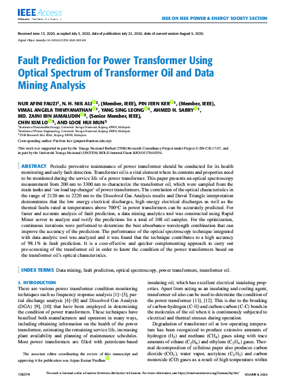 (PDF) Fault Prediction for Power Transformer Using Optical Spectrum of ...