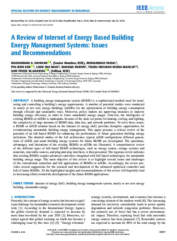 (PDF) A Review of Internet of Energy Based Building Energy Management ...