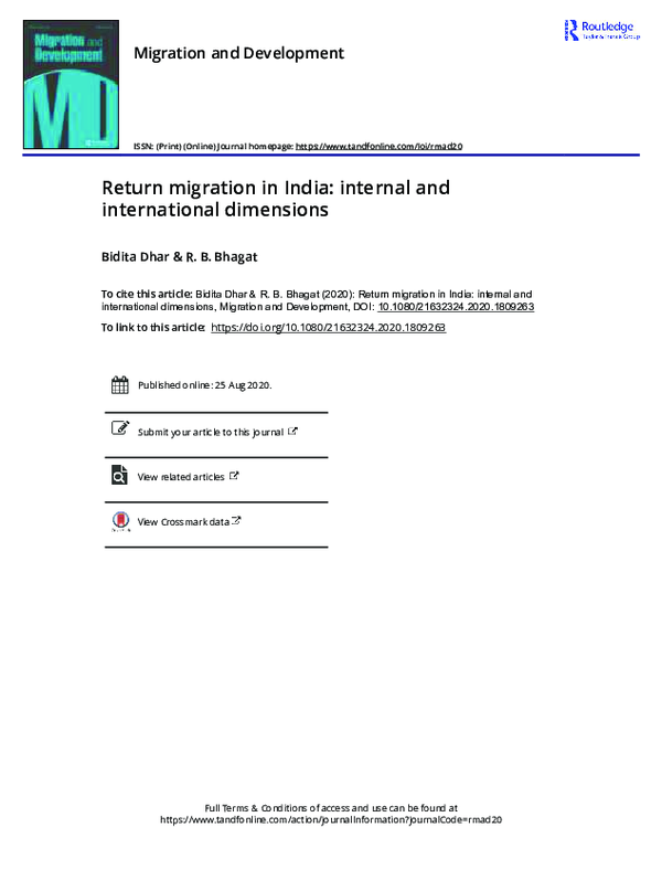 (PDF) Return migration in India: internal and international dimensions