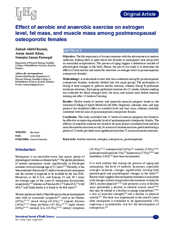 (PDF) Effect of aerobic and anaerobic exercise on estrogen level, fat ...