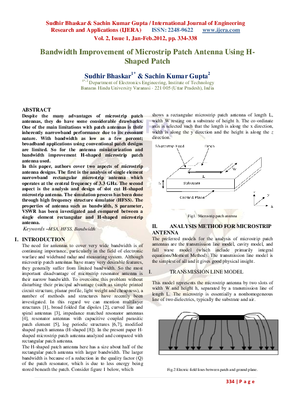 (PDF) Bandwidth Improvement of Microstrip Patch Antenna Using H- Shaped ...
