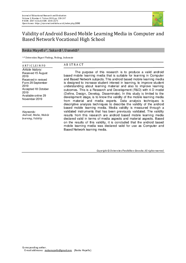 (PDF) Validity of Android Based Mobile Learning Media in Computer and ...