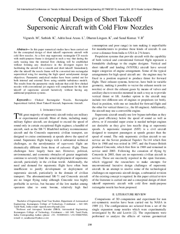 (PDF) Conceptual Design of Short Takeoff Supersonic Aircraft with Cold ...