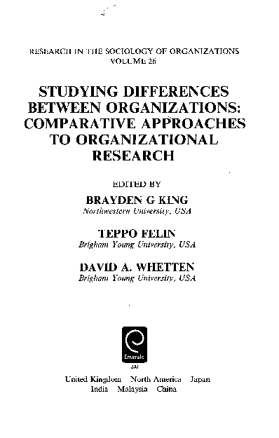 (PDF) Studying differences between organizations: comparative ...