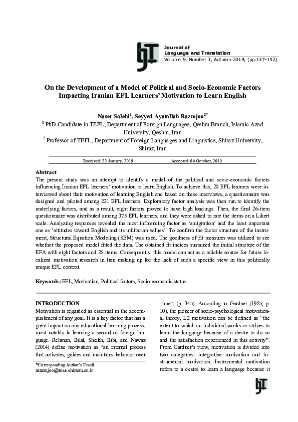 (PDF) On the Development of a Model of Political and Socio-Economic ...