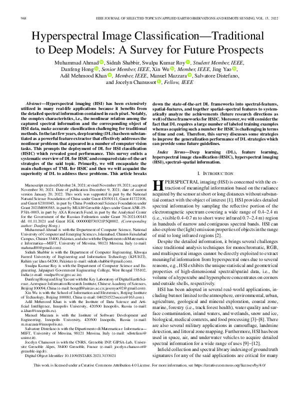 (PDF) Hyperspectral Image Classification—Traditional to Deep Models: A ...