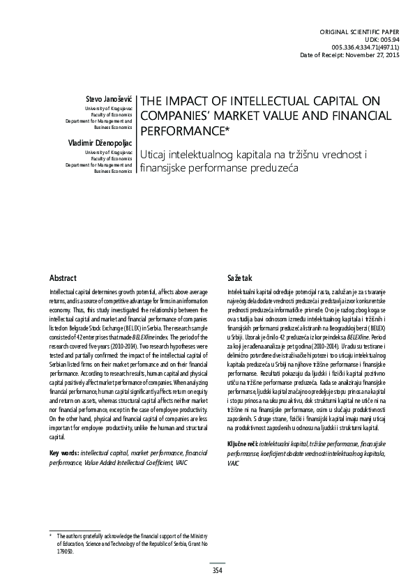 (PDF) The impact of intellectual capital on companies' market value and ...
