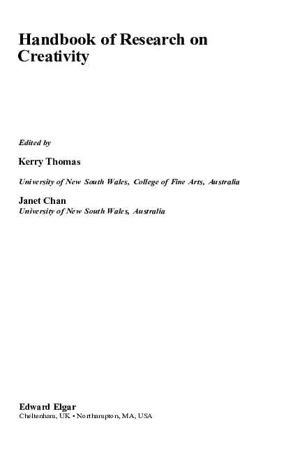 (PDF) Handbook of Research on Creativity