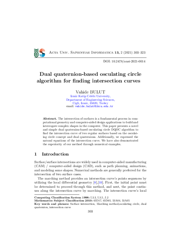 (PDF) Dual quaternion-based osculating circle algorithm for finding ...