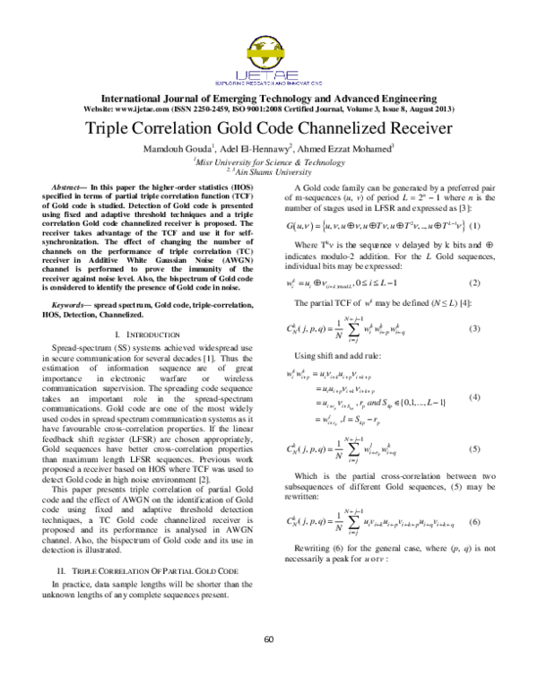 (PDF) Triple Correlation Gold Code Channelized Receiver