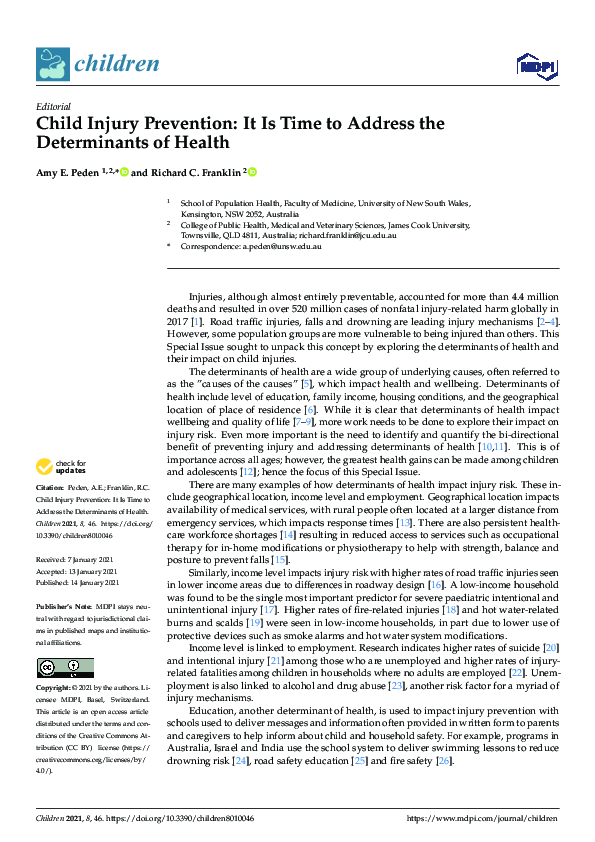 (PDF) Child Injury Prevention: It Is Time to Address the Determinants ...