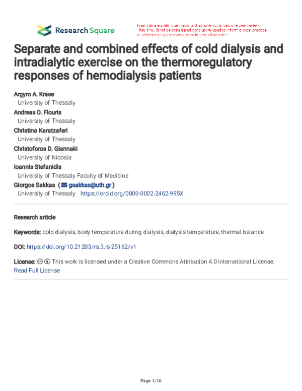 (PDF) Separate and combined effects of cold dialysis and intradialytic ...