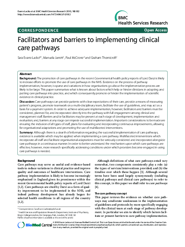 (PDF) Facilitators and Barriers to Implementing Clinical Governance: A ...