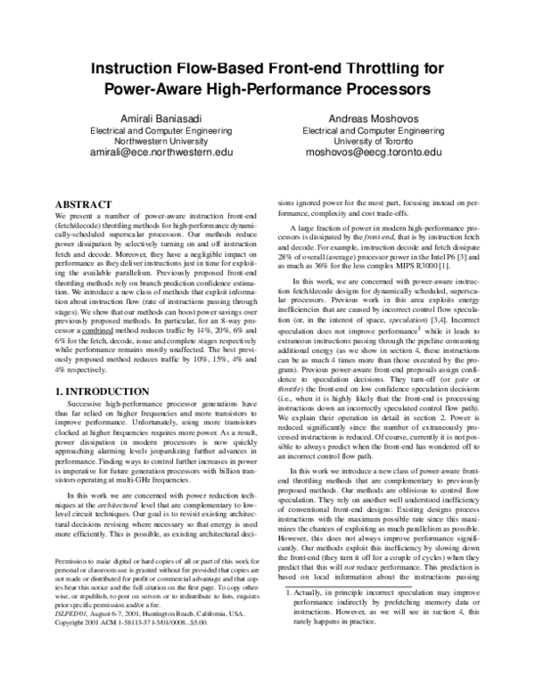 (PDF) Instruction FlowBased Frontend Throttling for PowerAware High