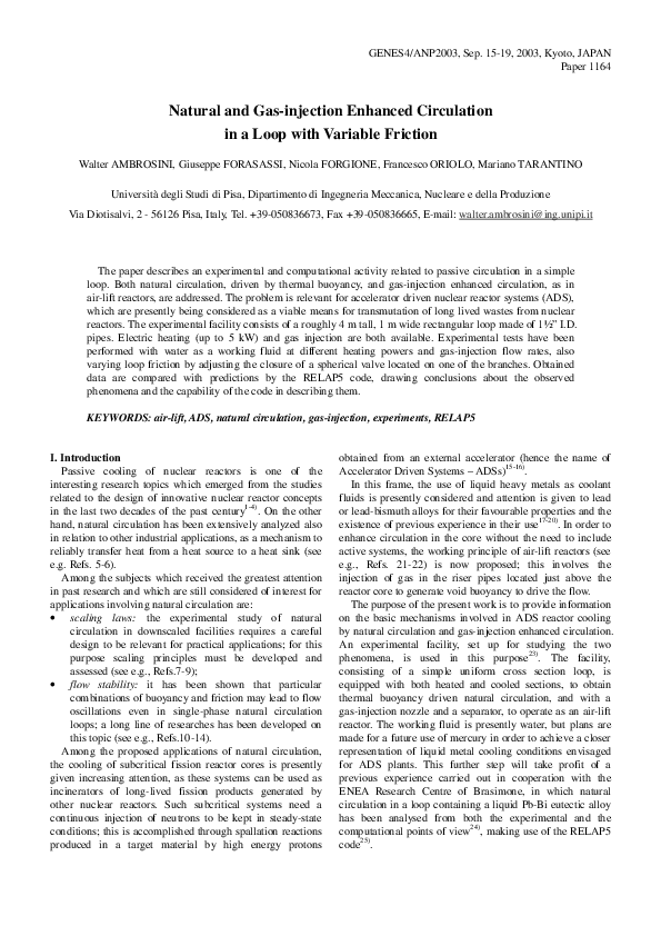 (PDF) Natural and Gas Injection Enhanced Circulation in a Loop with ...