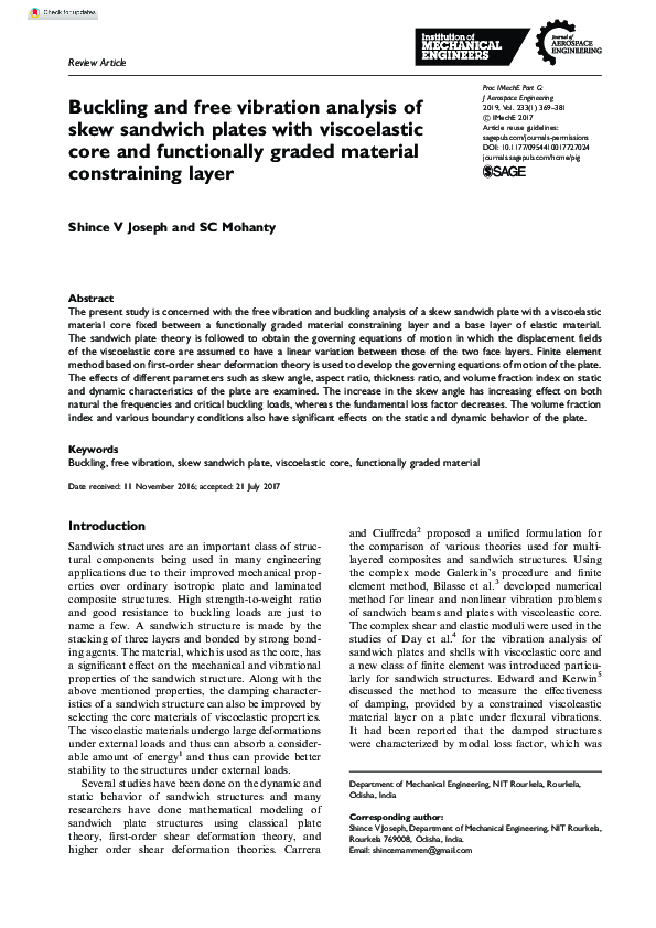 (PDF) Buckling and free vibration analysis of skew sandwich plates with ...