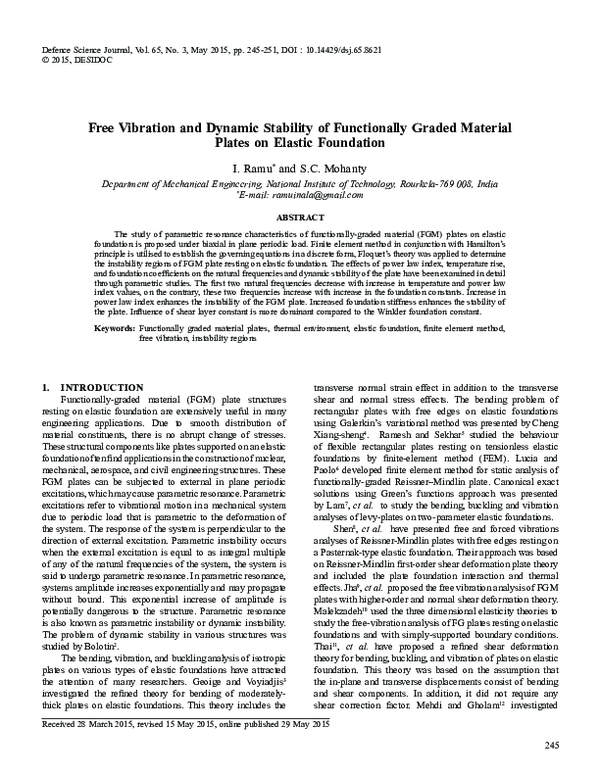 (PDF) Free Vibration and Dynamic Stability of Functionally Graded ...