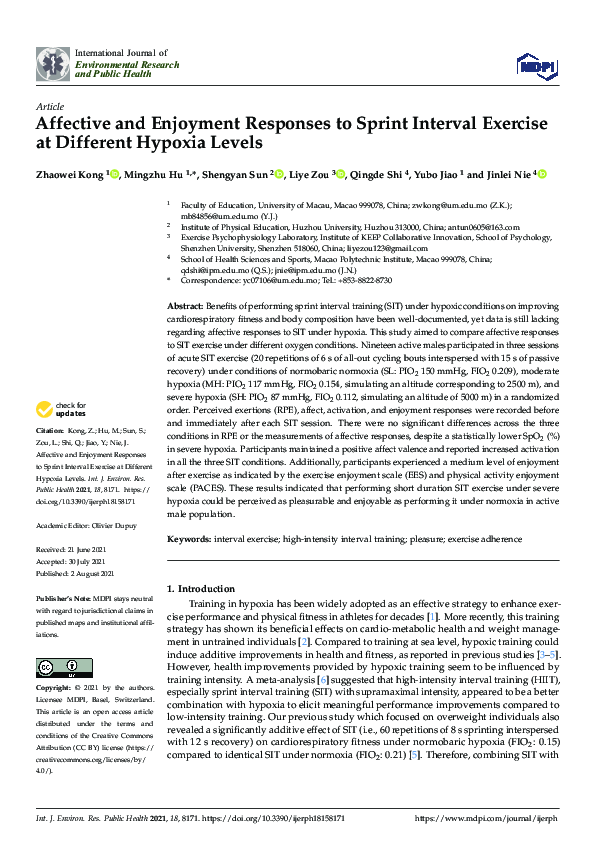 (PDF) Affective and Enjoyment Responses to Sprint Interval Exercise at ...