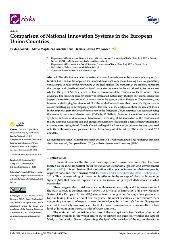 (PDF) Comparison of National Innovation Systems in the European Union ...