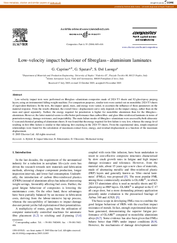 (PDF) Low-velocity impact behaviour of fibreglass–aluminium laminates