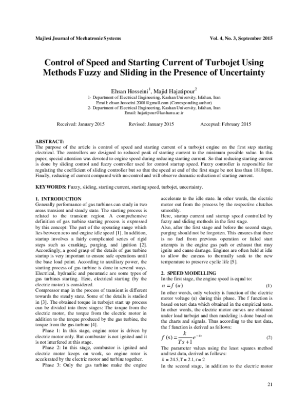 (PDF) Control of Speed and Starting Current of Turbojet Using Methods ...