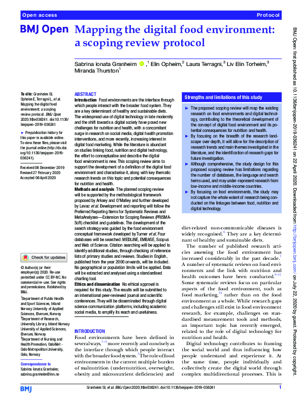(PDF) Mapping the digital food environment: a scoping review protocol