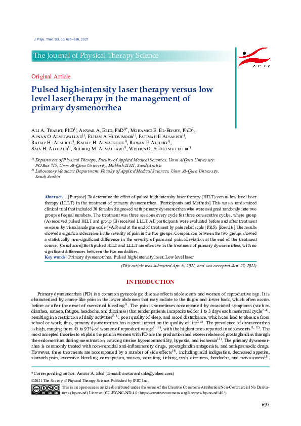 (PDF) Pulsed high-intensity laser therapy versus low level laser ...