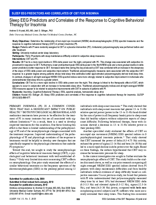 (PDF) Sleep EEG predictors and correlates of the response to cognitive ...