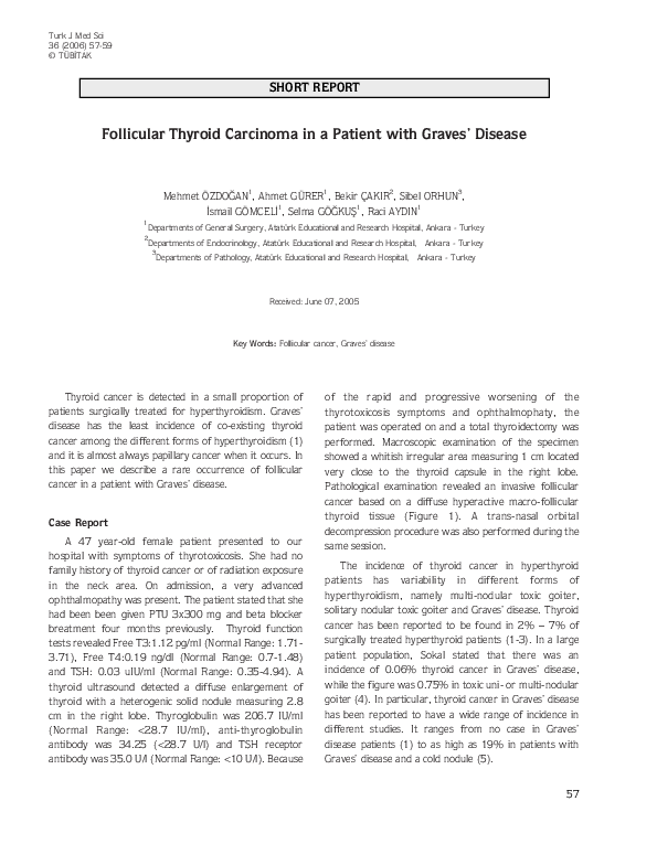 (PDF) Follicular Thyroid Carcinoma in a Patient with Graves' Disease