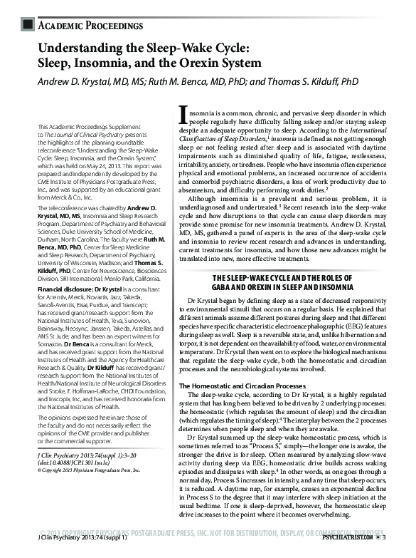 (PDF) Understanding the Sleep-Wake Cycle: Sleep, Insomnia, and the ...