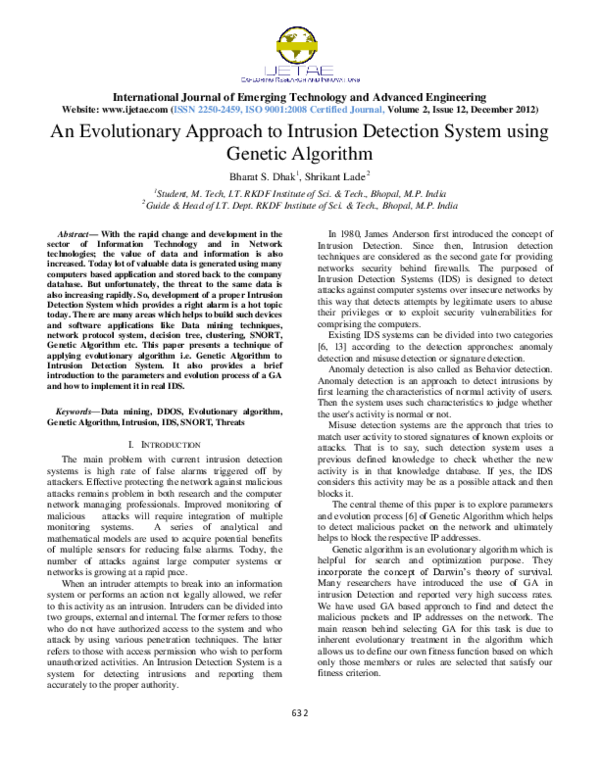 (PDF) An Evolutionary Approach to Intrusion Detection System using ...