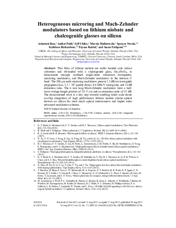 (PDF) Heterogeneous microring and Mach-Zehnder modulators based on ...